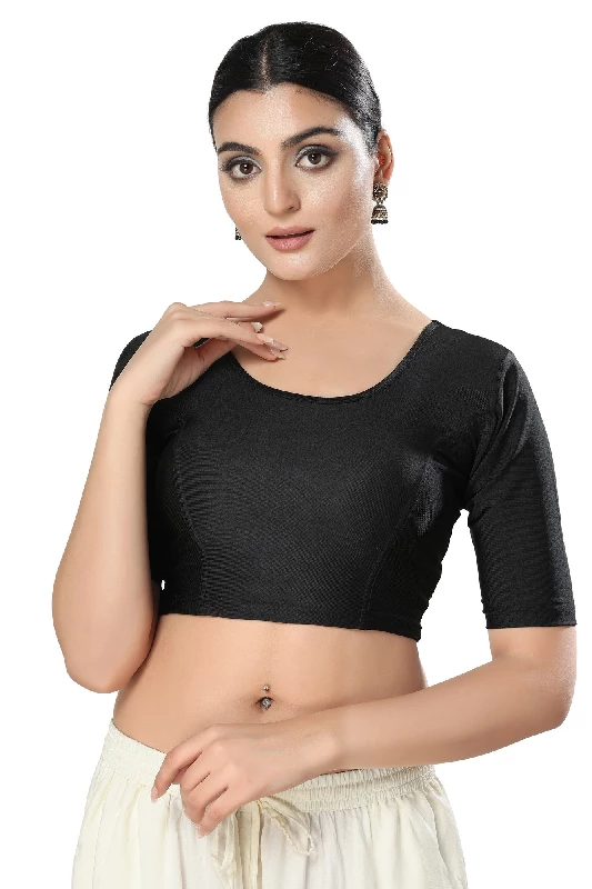 Designer Readymade Blouse, Shimmer - Black-1.webp
